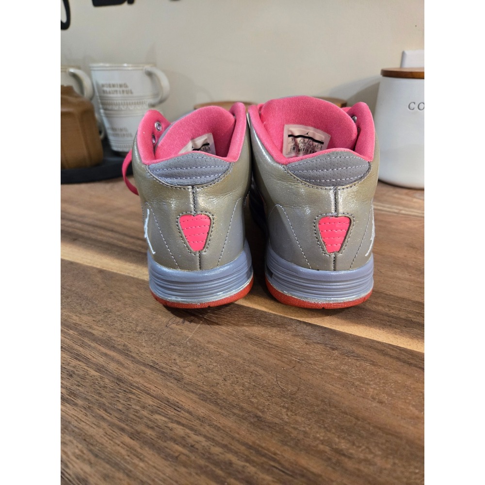 Nike Jordan‎ Kids High Top Sneakers Gray Pink Basketball Shoes Youth Size 5Y - Picture 2 of 10